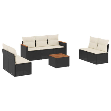 vidaXL Ensemble de canapés de jardin 8 pièces avec coussins résine tressée noir