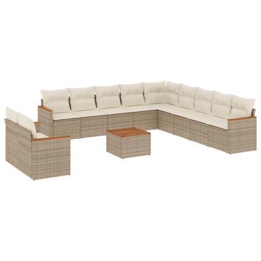 vidaXL Salon de jardin 12 pcs avec coussins résine tressée beige