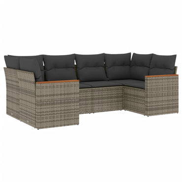 vidaXL Ensemble de canapés de jardin 6 pcs avec coussins gris résine tressée