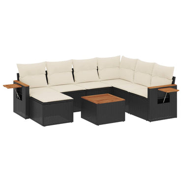 vidaXL Ensemble de canapés de jardin 8 pièces avec coussins résine tressée noir