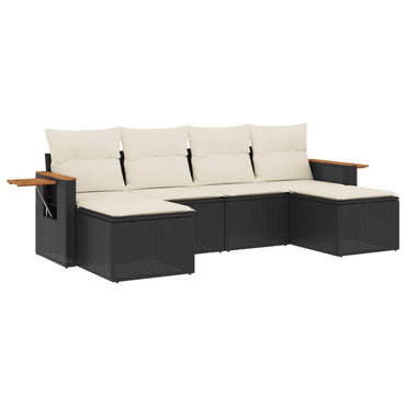 vidaXL Salon de jardin 6 pcs avec coussins Noir Résine tressée