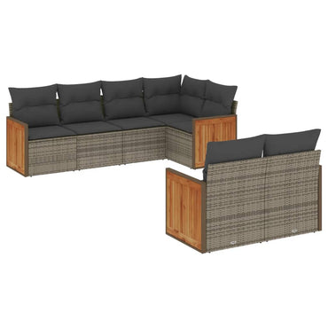 vidaXL Ensemble de canapés de jardin 7 pcs avec coussins Gris Résine tressée