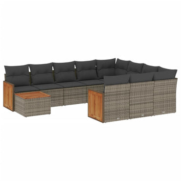 vidaXL Ensemble de canapés de jardin 11 pcs avec coussins en résine tressée gris