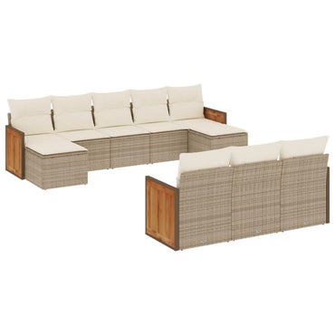 vidaXL Salon de jardin 10 pcs avec coussins beige résine tressée