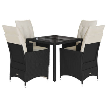 vidaXL 5-tlg. Garten-Essgruppe mit Kissen Schwarz Poly Rattan