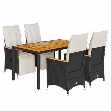 vidaXL Ensemble de bistrot de jardin 5 pièces avec coussins Résine tressée noire