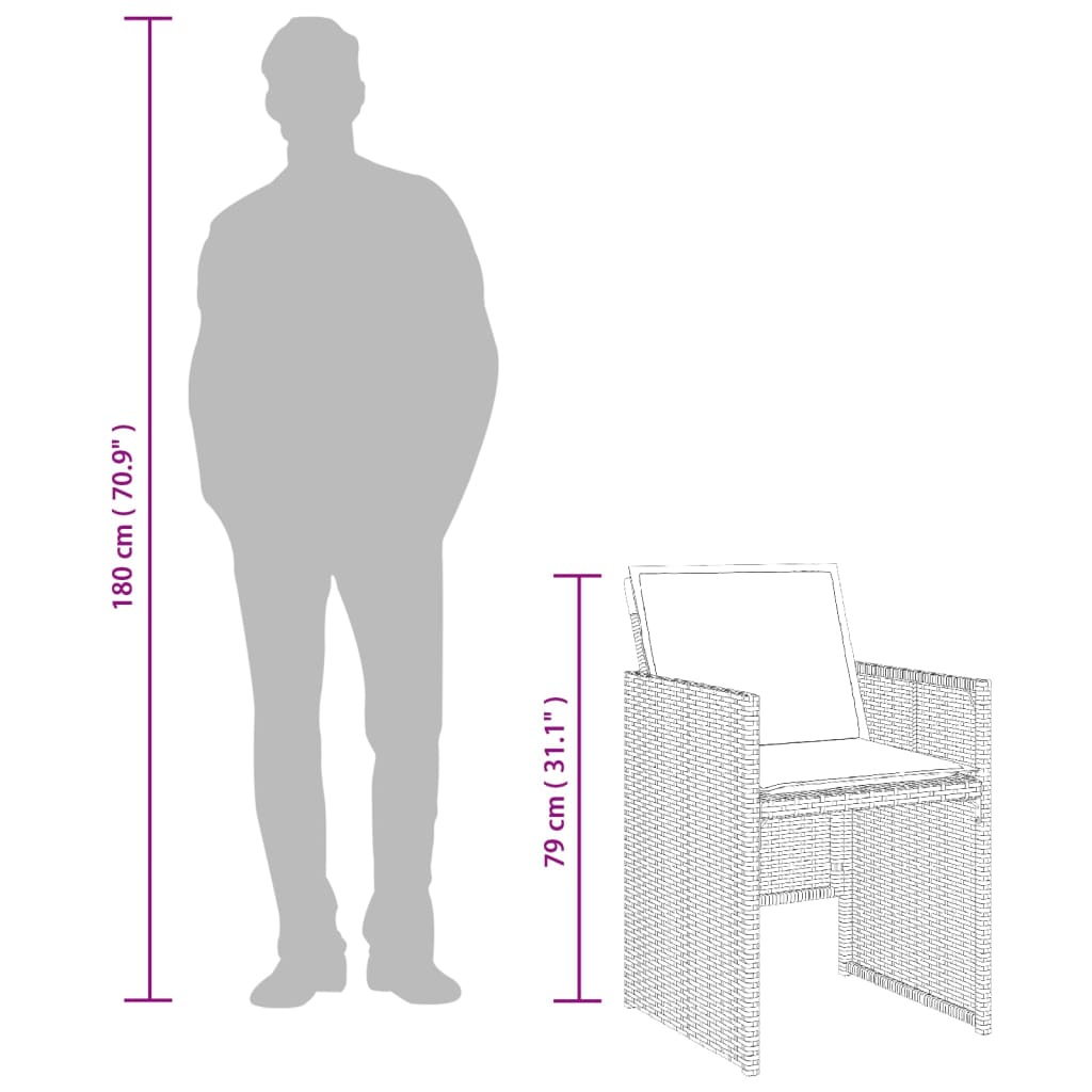 vidaXL 5-tlg. Garten-Essgruppe mit Kissen Beigemischung Poly Rattan