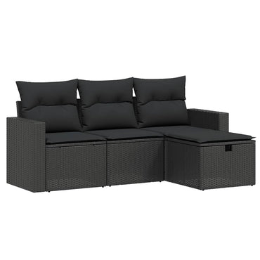 vidaXL 4-tlg. Garten-Sofagarnitur mit Kissen Schwarz Poly Rattan