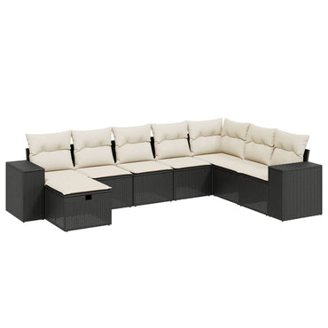 vidaXL 8-tlg. Garten-Sofagarnitur mit Kissen Schwarz Poly Rattan