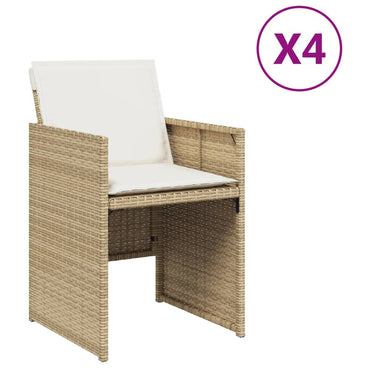 vidaXL Chaises de jardin avec coussins 4 pcs Beige Poly Rotin