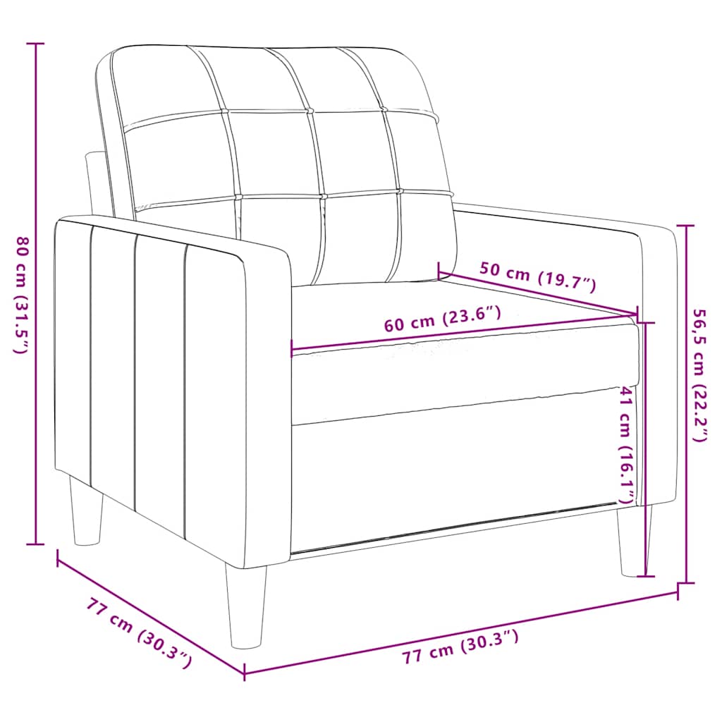 Sessel Weinrot 60 cm Samt