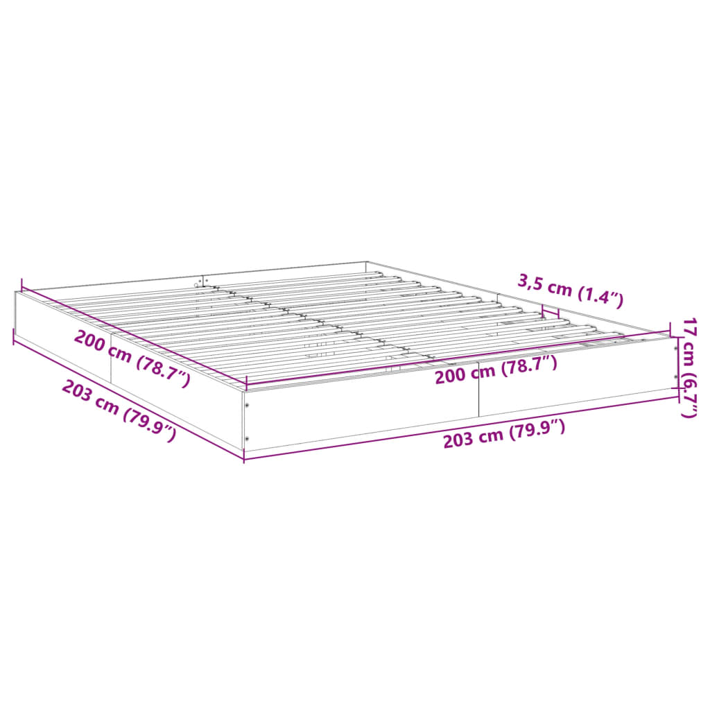 vidaXL Bettgestell Weiß 200x200 cm Holzwerkstoff
