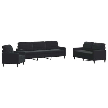 vidaXL 4-tlg. Sofagarnitur mit Kissen Schwarz Samt