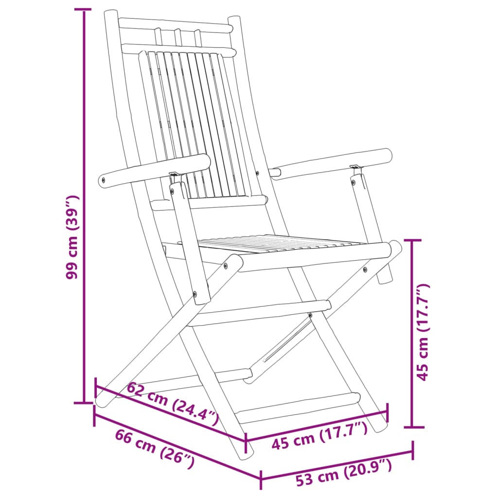 vidaXL Chaises de jardin pliantes 8 pcs 53x66x99 cm Bambou