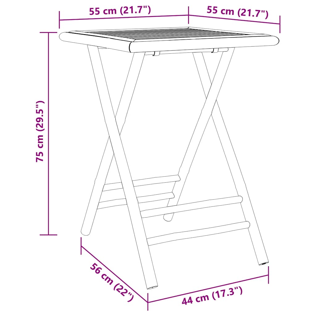 3-tlg. Bistro-Set Bambus