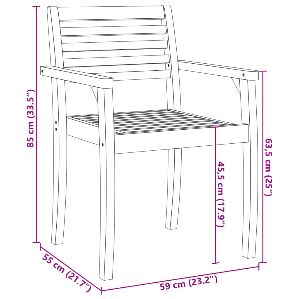 vidaXL Gartenstühle 4 Stk. 59x55x85 cm Massivholz Akazie