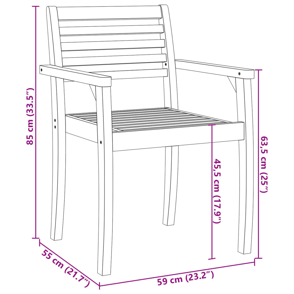 vidaXL Chaises de jardin 8 pcs 59x55x85 cm Bois d'acacia massif