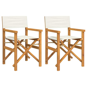 vidaXL Regiestühle 2 Stk. Klappbar Creme Massivholz Teak