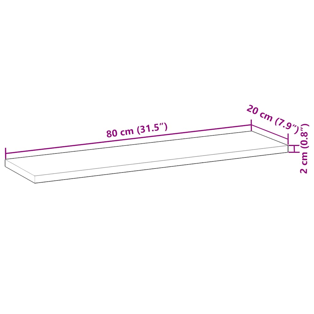 vidaXL Schweberegale 3 Stk. 80x20x2 cm Massivholz Akazie Unbehandelt