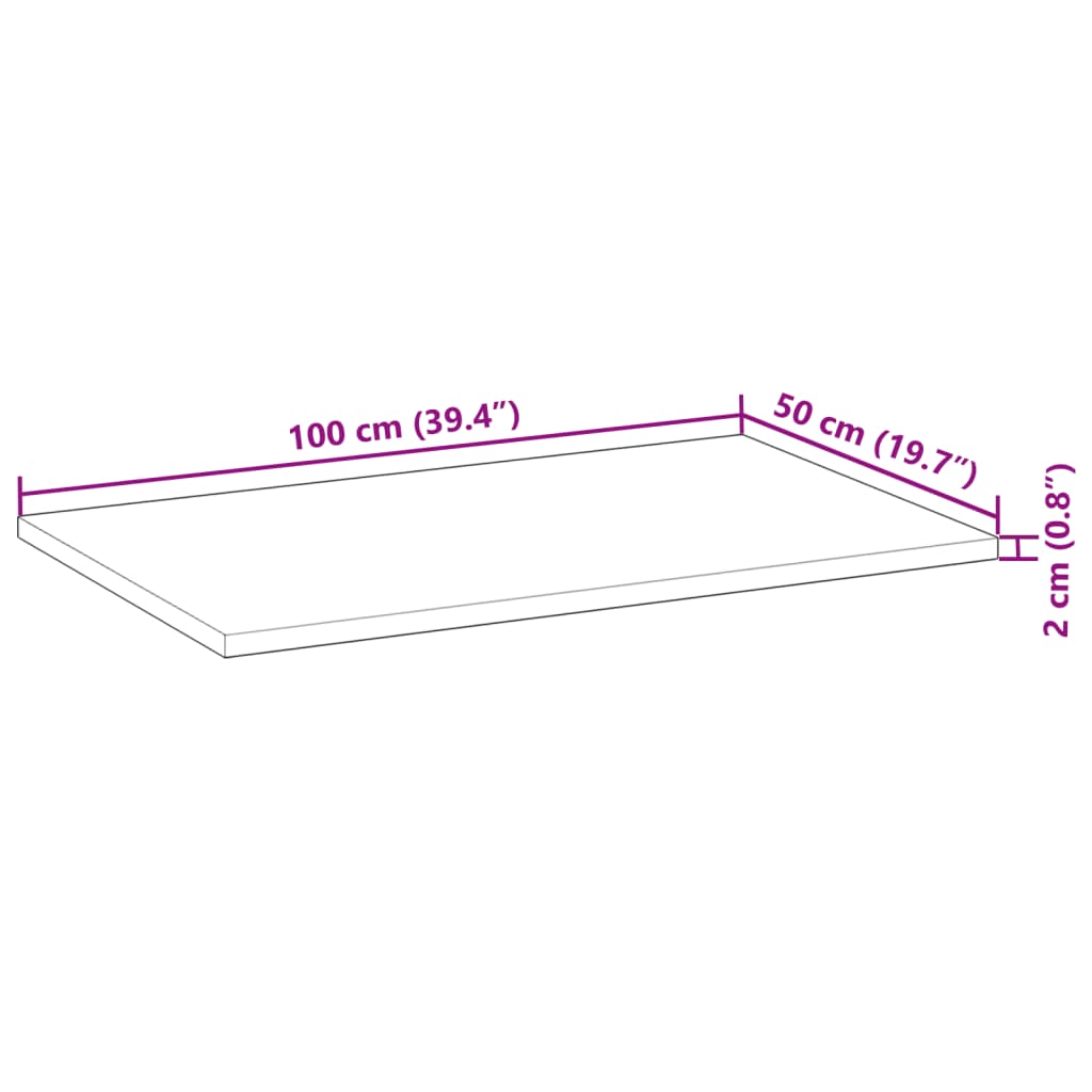 vidaXL Waschtischplatte Unbehandelt 100x50x2 cm Massivholz Akazie