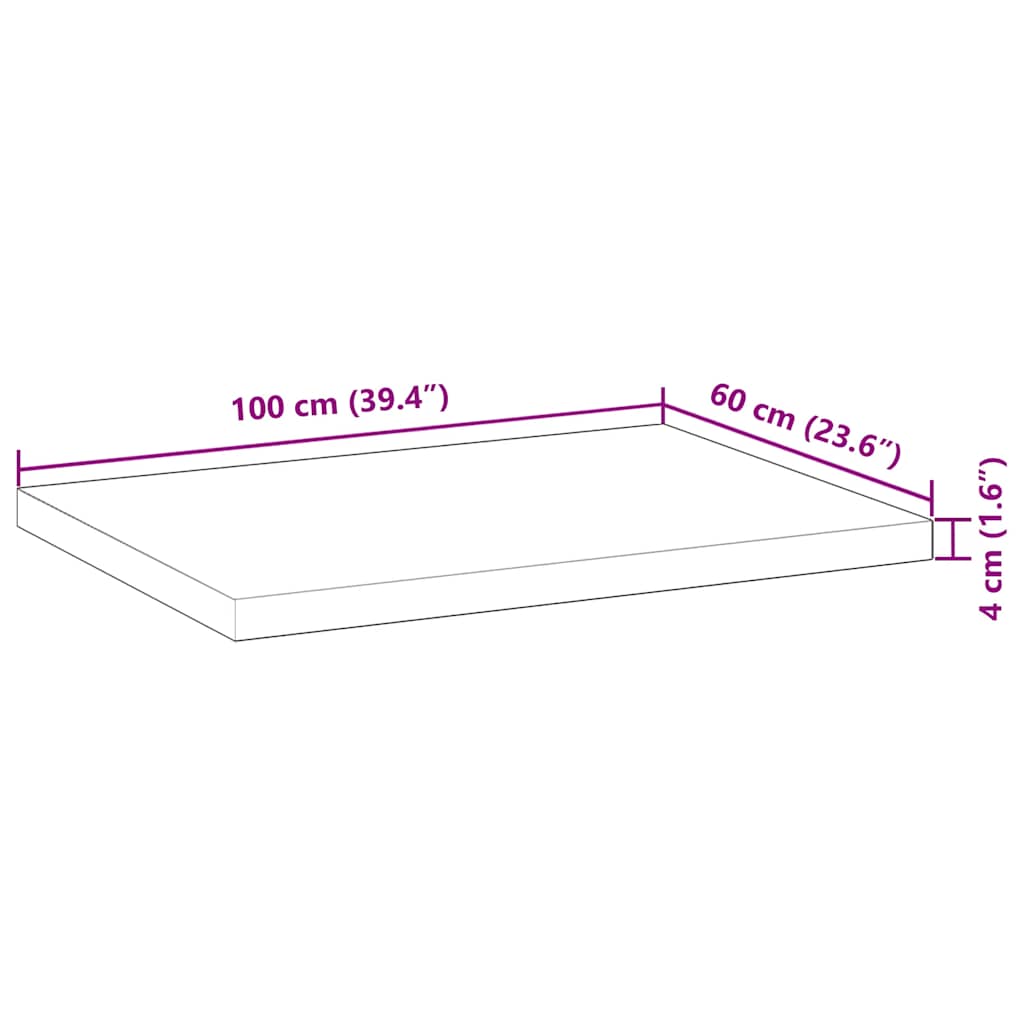 vidaXL Waschtischplatte Unbehandelt 100x60x4 cm Massivholz Akazie