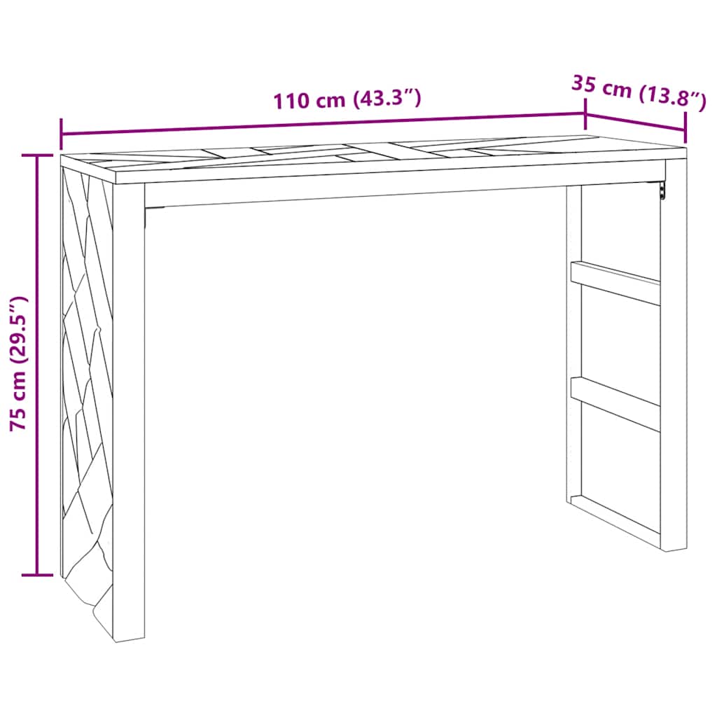 vidaXL Table console 110x35x75 cm Bois de teck massif