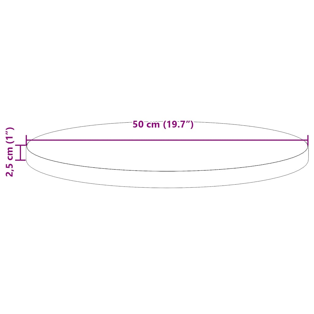 vidaXL Plateau de table rond ciré marron Ø50x2,5 cm Bois de pin massif