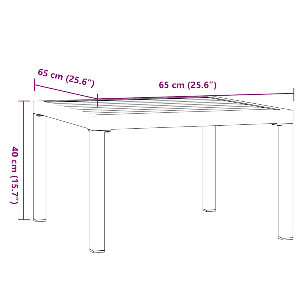 vidaXL Table basse de jardin noire 65x65x40 cm aluminium