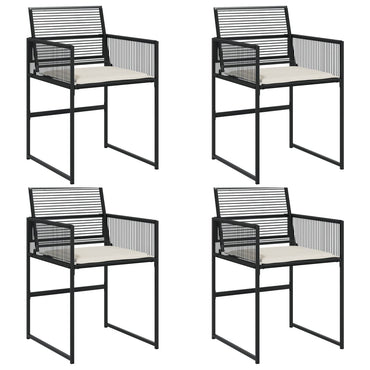 vidaXL Gartenstühle mit Kissen 4 Stk. Schwarz Poly Rattan