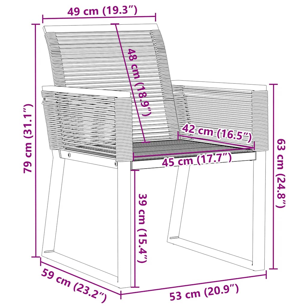 vidaXL Gartenstühle 2 Stk. Schwarz Poly Rattan