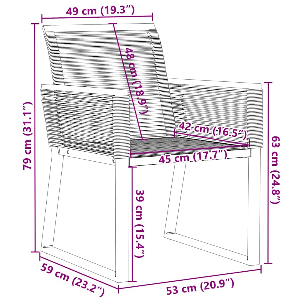 vidaXL Gartenstühle 4 Stk. Schwarz Poly Rattan