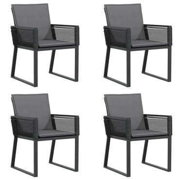 vidaXL Gartenstühle mit Kissen 4 Stk. Schwarz Poly Rattan