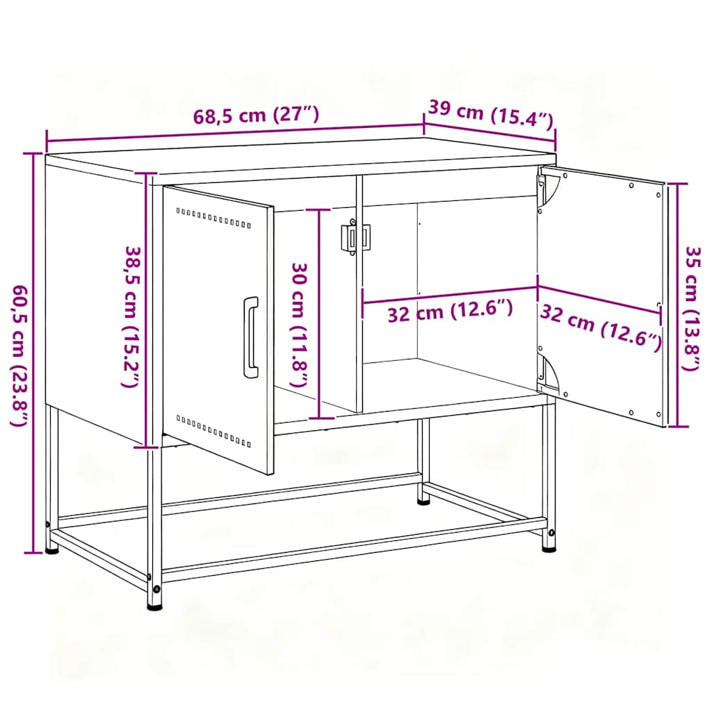 vidaXL Meuble TV vert olive 68,5x39x60,5 cm acier
