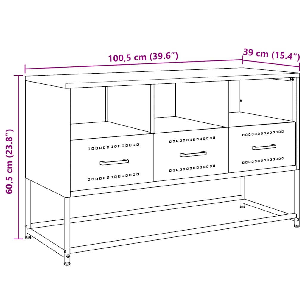 vidaXL TV-Schrank Schwarz 100,5x39x60,5 cm Stahl