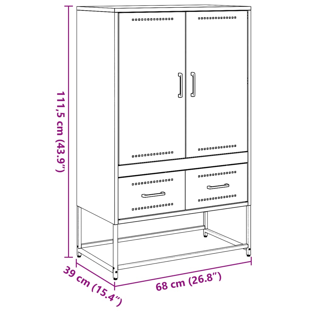 Highboard Rosa 68x39x111,5 cm Kaltgewalzter Stahl