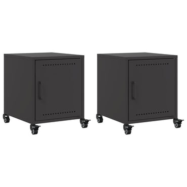 vidaXL Nachttische 2 Stk. Schwarz 36x39x43,5 cm Stahl