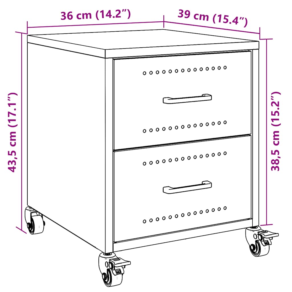 vidaXL Nachttische 2 Stk. Weiß 36x39x43,5 cm Stahl