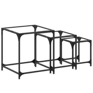 vidaXL Tables gigognes 3 pcs avec plateau en verre Transparent Acier