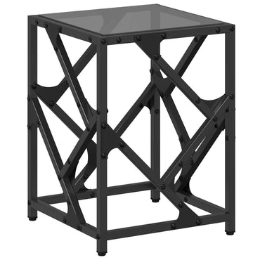 vidaXL Couchtisch mit Glasplatte Schwarz 30x30x41 cm Stahl
