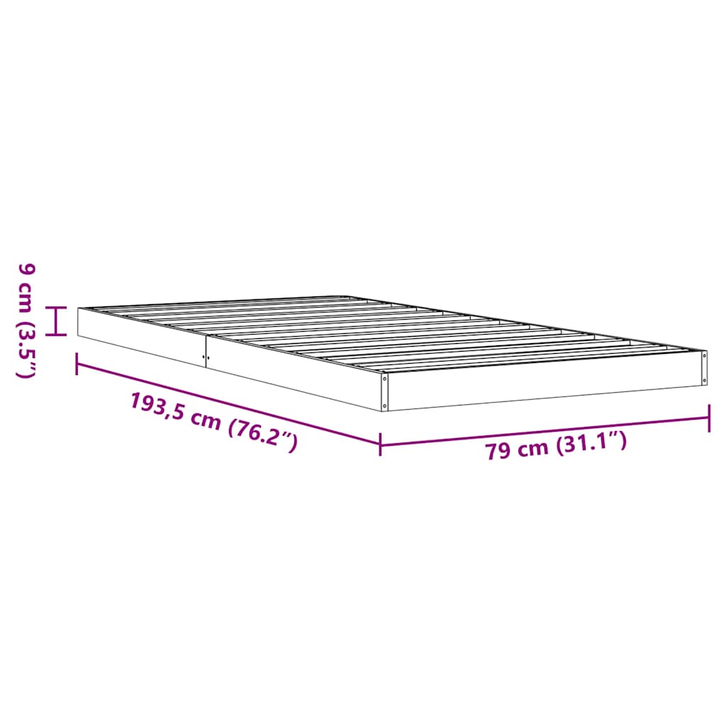 Massivholzbett Wachsbraun 75x190 cm Kiefer