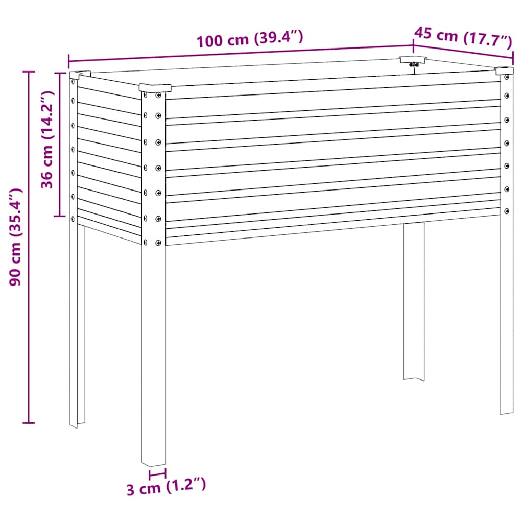 Garten-Pflanzgefäß 100 x 45 x 90 cm Verzinkter Stahl