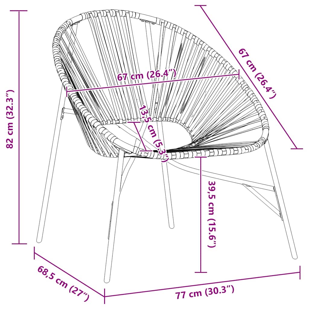 vidaXL Gartenstuhl in Ei-Form Schwarz und Hellgrau Poly Rattan