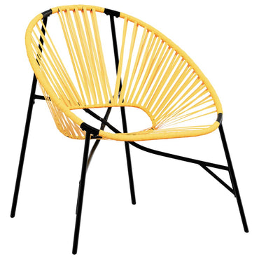 vidaXL Gartenstuhl in Ei-Form Schwarz und Gelb Poly Rattan