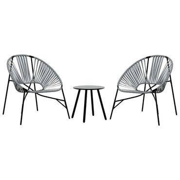 vidaXL Gartenstuhl-Set 3-tlg. Schwarz und Hellgrau Poly Rattan
