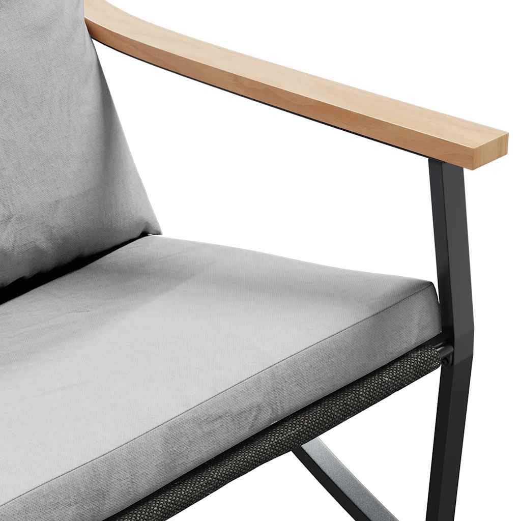 Gartenstühle mit Kissen 2 Stk. Schwarz Stahl