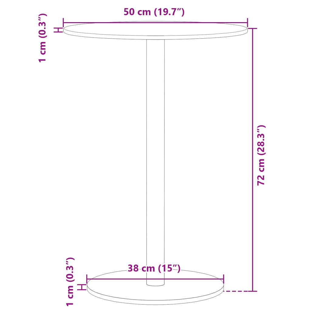 vidaXL Table de jardin ronde Noir Ø50x72 cm Acier