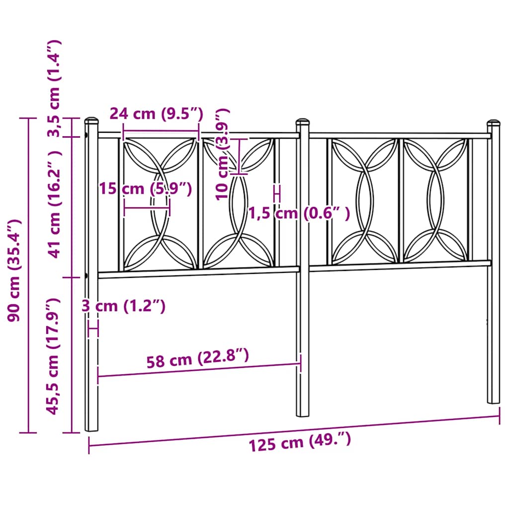 vidaXL Ersatz-Kopfteil Metall Schwarz 120 cm