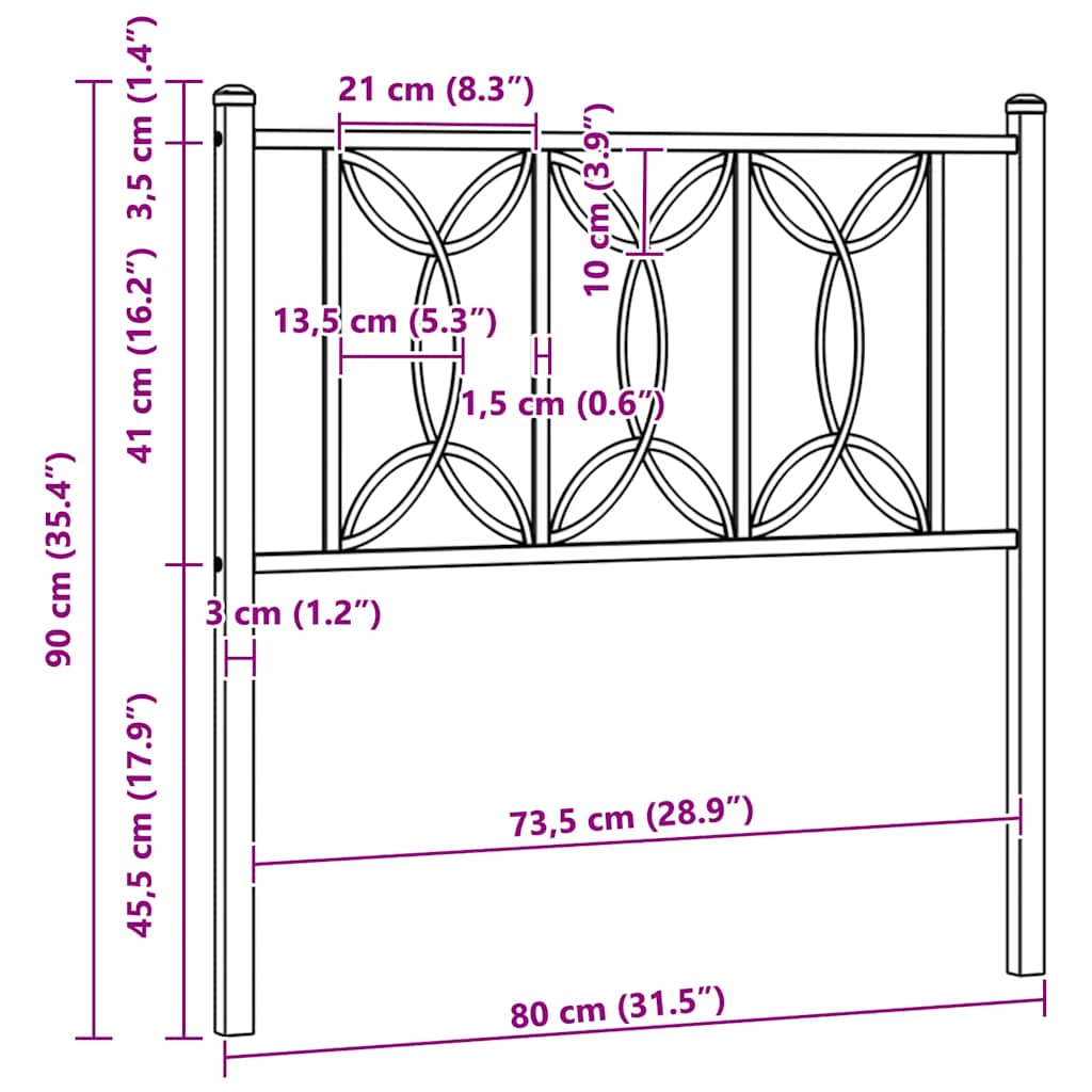 vidaXL Ersatz-Kopfteil Metall Weiß 75 cm