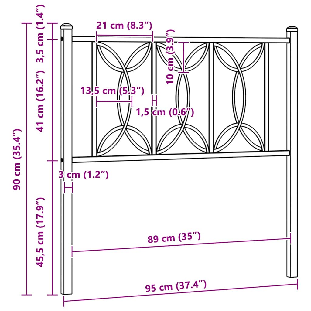 vidaXL Ersatz-Kopfteil Metall Weiß 90 cm