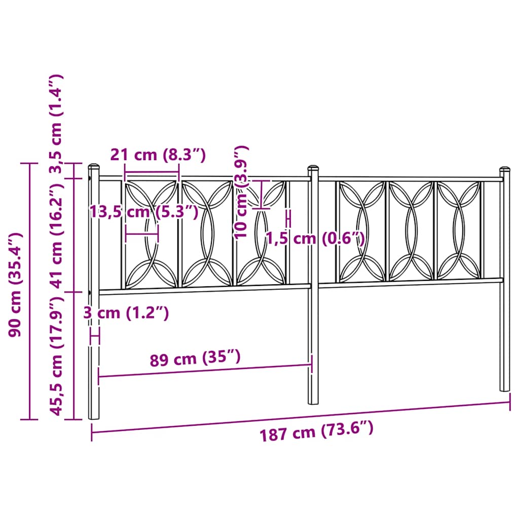 vidaXL Ersatz-Kopfteil Metall Weiß 180 cm